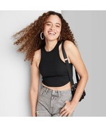 Wild Fable Women&#39;s Super Crop High Neck Tiny Tank Top X-SMALL Black Ribb... - $16.45 CAD