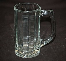 Clear Glass Beer Stein Mug Tankard Thumbprint Handle Ribbed Man Cave Barware - £13.23 GBP