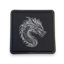 Coaster - Dragon - SET OF 2 - Leather or Stitched Cork (Dark Brown/Black) - $16.65