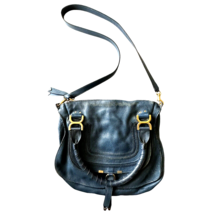Chloe Marcie Leather Handle Satchel Handbag Purse Blue Crossbody Shoulder Bag - £275.25 GBP