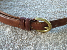 Pre-Loved COACH British Tan Leather Belt with Solid Brass Buckle SZ MED - $16.00