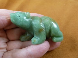 (Y-BEA-WA-734) Green tan BEAR carving FIGURINE gemstone I love bears fig... - £14.01 GBP