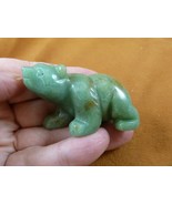 (Y-BEA-WA-734) Green tan BEAR carving FIGURINE gemstone I love bears fig... - $17.53