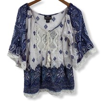Angie White Blue Paisley Boho Top Small New - £11.35 GBP