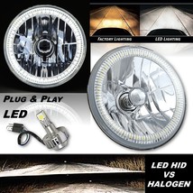 7&quot; Motorcycle White SMD Halo w/ H4 6K LED Light Bulb Headlight Each For ... - £75.67 GBP