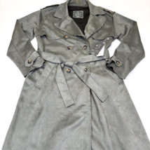 Love for Humanity Couture Double Breasted Trench Coat Women L Gray Faux ... - £38.25 GBP