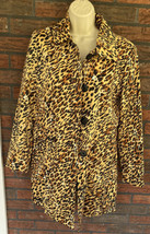 Leopard Trench Rain Jacket Small Long Sleeve Lined Button Front Stretch Coat - £11.20 GBP