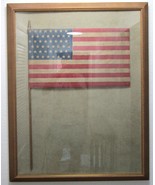Framed Authentic 1908-1912 US 48 Star Flag on Gauze on Pole Size 20.75&quot; ... - €1.658,64 EUR