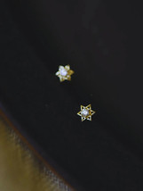 9ct Solid Gold Hexagram Star Stud Zirconia Earrings- 9K Au375, dainty, stylish - £73.91 GBP