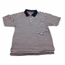 Alan Flusser Horizontal Striped Mercerized Cotton Golf Polo Shirt Mens L - £10.56 GBP
