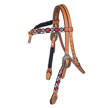 Tabelo Supple Leather Knotted Brow Headstall with Beaded Trim - £81.63 GBP