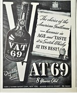 VAT 69 8 years old Quality tells scotch whiskey-1943 Vintage Print Ad - $12.97 CAD