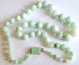 Professionally tested Art Deco 14k gold Chinese Jadeite round beads Necklace - £1,942.35 GBP