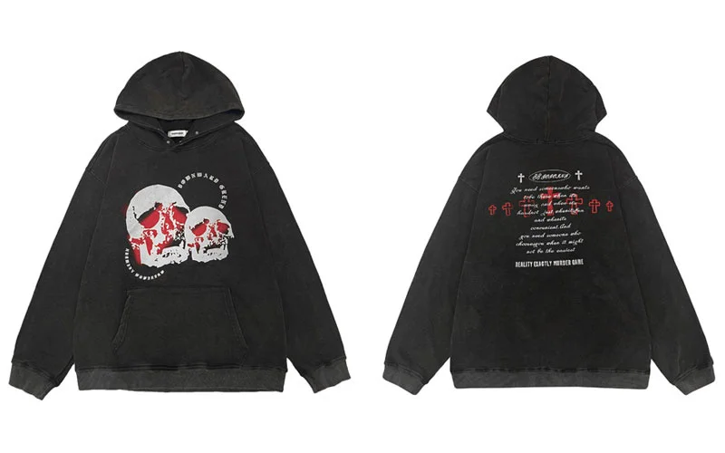  Hoodie Sweatshirt Hip Hop  Skeleton Print  Hooded Streetwear Harajuku Casual Lo - £430.61 GBP