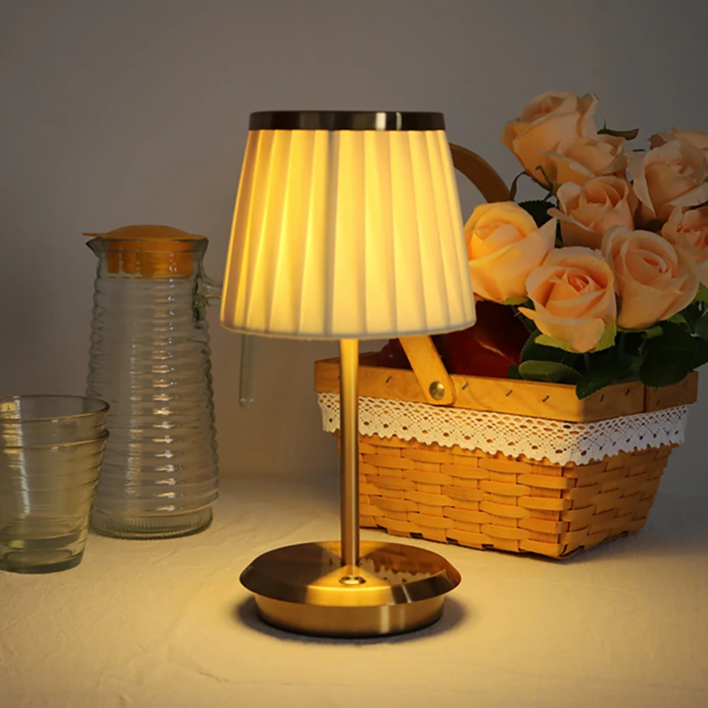 Vintage fabric cover table lamp touch switch desk lamp bedside table IP40 - £34.65 GBP