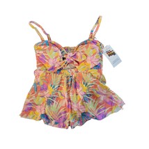 NWT Time &amp; Tru Small 4-6 front tie tankini floral multicolor - £9.43 GBP