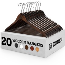 Zober Wooden Hangers 20 Pack - Non Slip Wood Clothes Hanger for Suits, P... - £48.06 GBP
