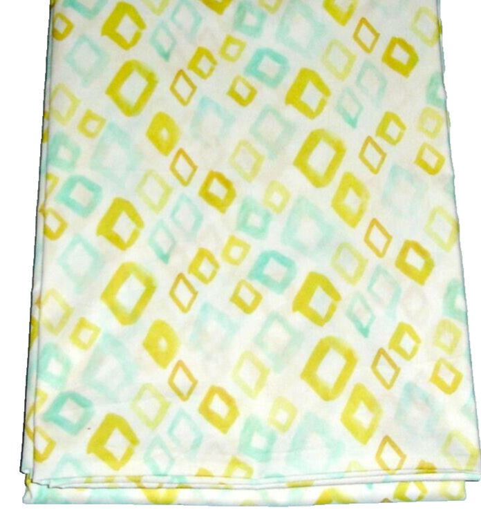 Sferra Geometrico Twin Flat Sheet Cotton Percale Aqua Yellow Diamond Pri... - $84.05