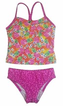 Speedo Girl&#39;s Sporty Splice Tankini 2 Piece Swimsuit (16, Pink/Pineapple) NWT - £11.05 GBP