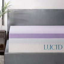 LUCID 3 Inch Lavender Infused Memory Foam Mattress Topper - Ventilated D... - $129.99
