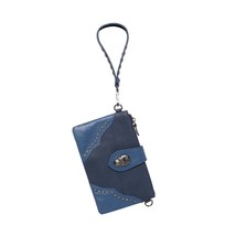 Crossbody Genuine Leather Navy Sugar Skull Concho NEW - $28.99