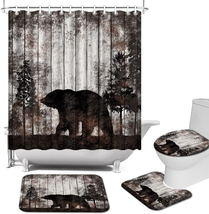 Bear Shower Curtain Sets With Rugs Animal Theme Polyester 72&quot;x72&quot; NEW - £48.53 GBP