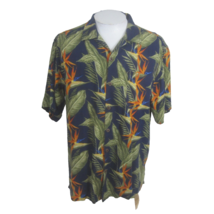 Caribbean Joe Men Hawaiian camp shirt pit to pit 24 L floral tropical luau rayon - £14.04 GBP