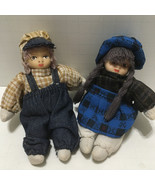 Country farm decor decorative girl boy bean bag dolls with porcelain faces - $369.72 MXN