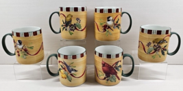 6 Pc Lenox Winter Greetings Everyday Mugs Set Birds Ribbons Holly Coffee... - $79.07