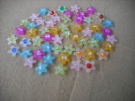 100 Lucite Frosted Star Daisy Flower Beads - Mixed Colors Mixed Colors - £17.54 GBP