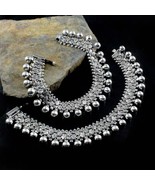 Indian Traditional Real Silver Balls Oxidized Women Anklets Ankle Pair 1... - $8,946.42 MXN
