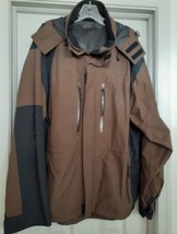 TRIATHLON Jacket Teflon Hooded Full Zip Brown Black Men&#39;s Size 3 XL - $58.95