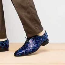 Marco Di Milano Genuine Pirarucu Exotic Lace-Up Shoes Olivieri Royal Blue image 13