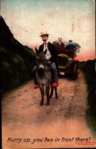 Vintage Postcard Hurry Up You Two In Front There! Donkey Car Automobile BK49 - £4.26 GBP