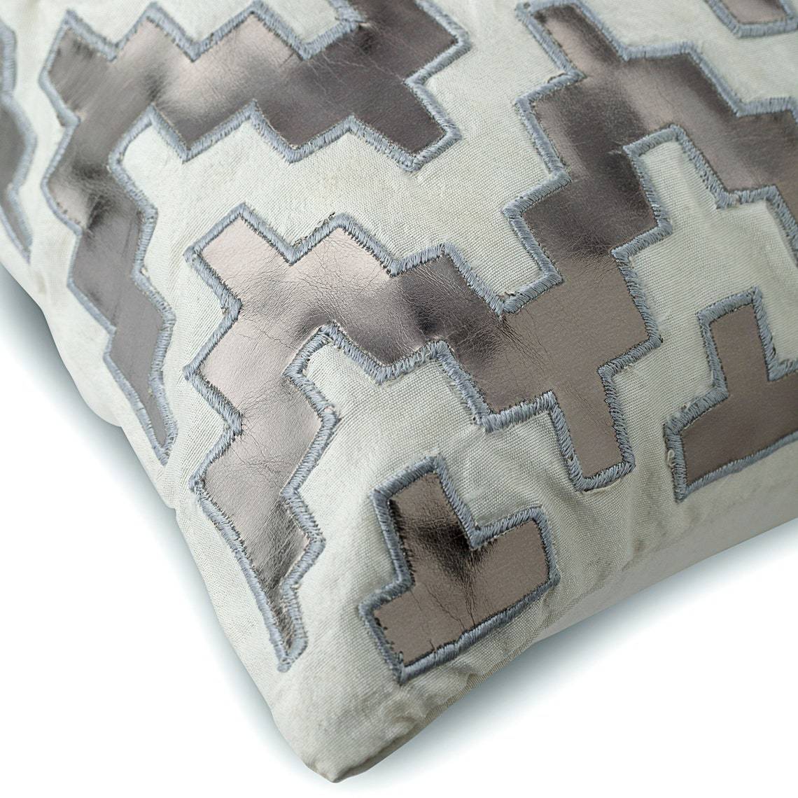 Gray Throw Pillow Covers 16&quot;x16&quot; Faux Leather, Steely Progress - $47.25+