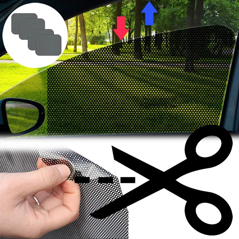 4/2Pcs 42x38cm DIY Car Sun Shades Sticker UV Protection Side Window Car Curtain - £11.24 GBP+