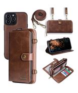 for iPhone 16 (Color: Brown) Magnetic Flip Back Case Leather Wallet Mult... - $120.00