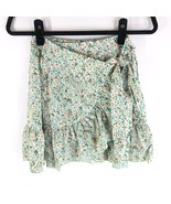 Lulus Flourishing Dreams Wrap Mini Skirt Floral Ruffle Tie Mint Green L - £15.13 GBP
