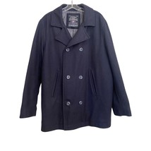 Steve &amp; Barry&#39;s The Woolly Mammoth Jacket Pea Coat Wool Navy Blue Men’s Size Med - £25.23 GBP