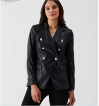 Ella by Rafaella Black Faux Leather Double Breasted Blazer NWT Sz XL - £39.51 GBP
