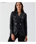 Ella by Rafaella Black Faux Leather Double Breasted Blazer NWT Sz XL - £38.66 GBP