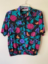 Alfred Dunner Womens Blouse popover Button Up Floral Print Vintage 80s size 10 - £21.20 GBP