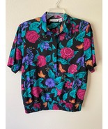 Alfred Dunner Womens Blouse popover Button Up Floral Print Vintage 80s s... - £21.23 GBP
