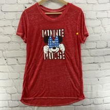 Disney Tee Shirt Womens Sz M Minnie Mouse Patriotic 4th Of July Red FLAW - £12.46 GBP