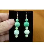 EE397-3 faceted 12 + 6mm green Moss Agate gemstone gold tone dangle earr... - $24.45 CAD