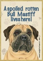 A spoiled rotten Bull Mastiff lives here Wood Fridge Locker Dog Magnet 2.5X3.5  - £3.98 GBP