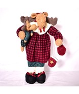 Christmas Moose With Baby Table Decoration Plush - $21.79