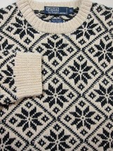 GORGEOUS Ralph Lauren Polo Heavy Cotton &amp; Linen Snowflake Sweater XL - £58.28 GBP