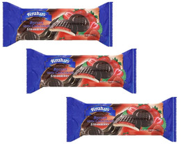 3 PACK Biscuits with Chocolate STRAWBERRY 135gr Cookies KRAKUS Made in P... - £9.31 GBP