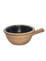 Vintage Stoneware Studio Pottery Handled Soup Bowl Dish Brown White Drip... - $20.00
